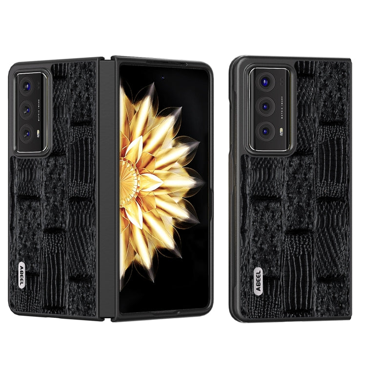 For Honor Magic V2 ABEEL Genuine Leather Mahjong Pattern Black Edge Phone Case(Black) - Honor Cases by PMC TechLife | Online Shopping South Africa | PMC TechLife | Buy Now Pay Later Mobicred