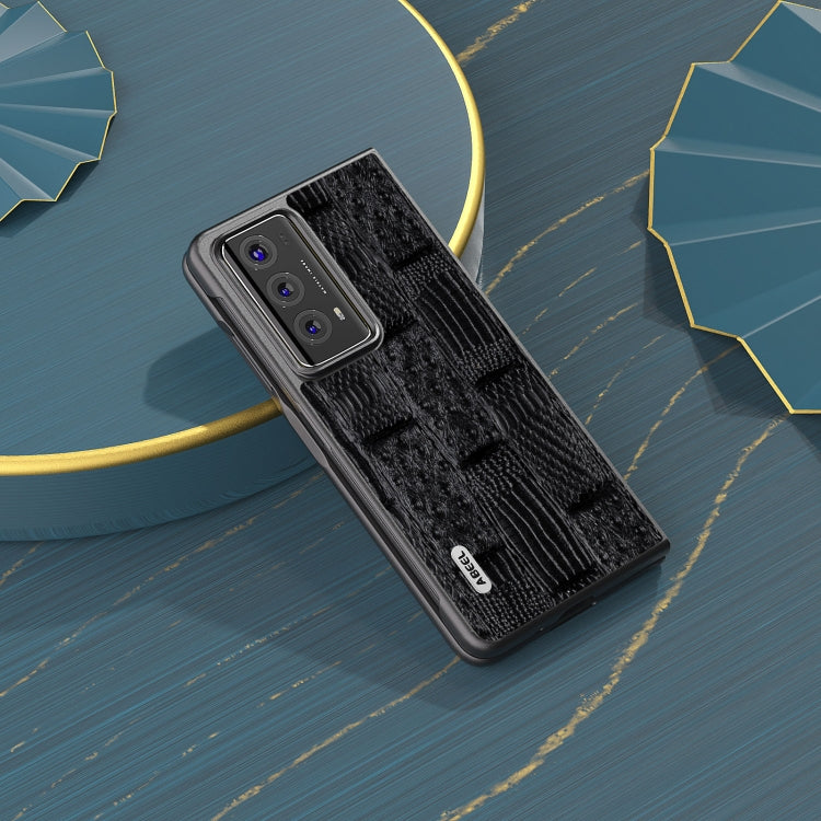 For Honor Magic V2 ABEEL Genuine Leather Mahjong Pattern Black Edge Phone Case(Black) - Honor Cases by PMC TechLife | Online Shopping South Africa | PMC TechLife | Buy Now Pay Later Mobicred