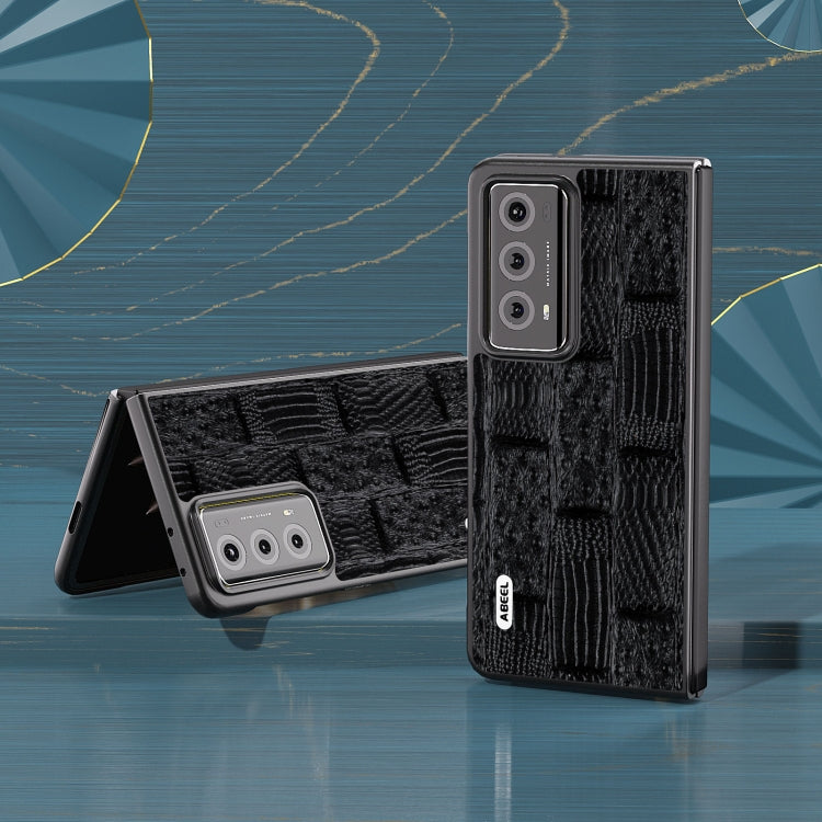 For Honor Magic V2 ABEEL Genuine Leather Mahjong Pattern Black Edge Phone Case(Black) - Honor Cases by PMC TechLife | Online Shopping South Africa | PMC TechLife | Buy Now Pay Later Mobicred