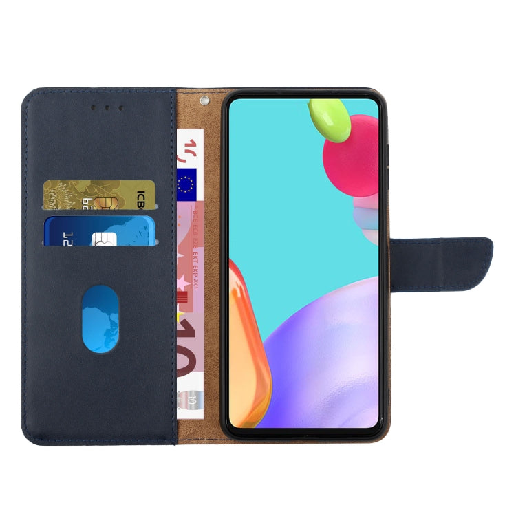 For Google Pixel 8 HT02 Genuine Leather Fingerprint-proof Flip Phone Case(Blue) - Google Cases by PMC TechLife | Online Shopping South Africa | PMC TechLife | Buy Now Pay Later Mobicred