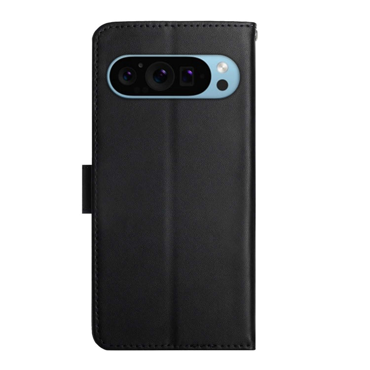 For Google Pixel 9 Pro HT02 Genuine Leather Fingerprint-proof Flip Phone Case(Black) - Google Cases by PMC Jewellery | Online Shopping South Africa | PMC Jewellery | Buy Now Pay Later Mobicred