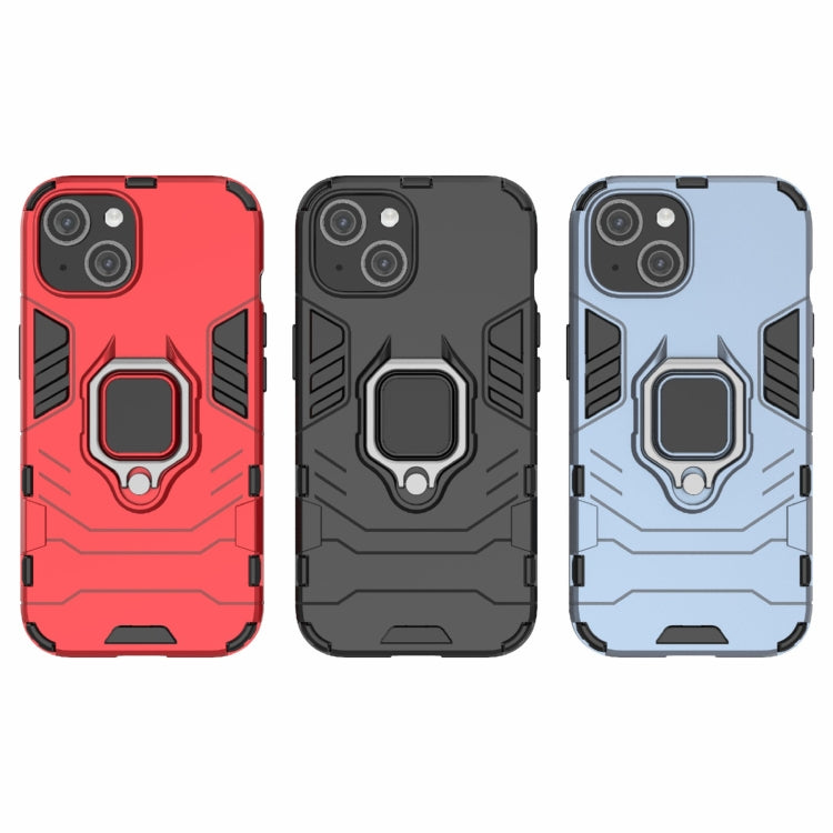 For iPhone 15 Shockproof PC + TPU Holder Phone Case(Black) - iPhone 15 Cases by PMC TechLife | Online Shopping South Africa | PMC TechLife