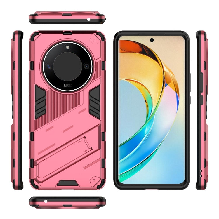 For Honor X50 5G Global / X9B Punk Armor 2 in 1 PC + TPU Phone Case with Holder(Light Red) - Honor Cases by PMC Jewellery | Online Shopping South Africa | PMC Jewellery | Buy Now Pay Later Mobicred