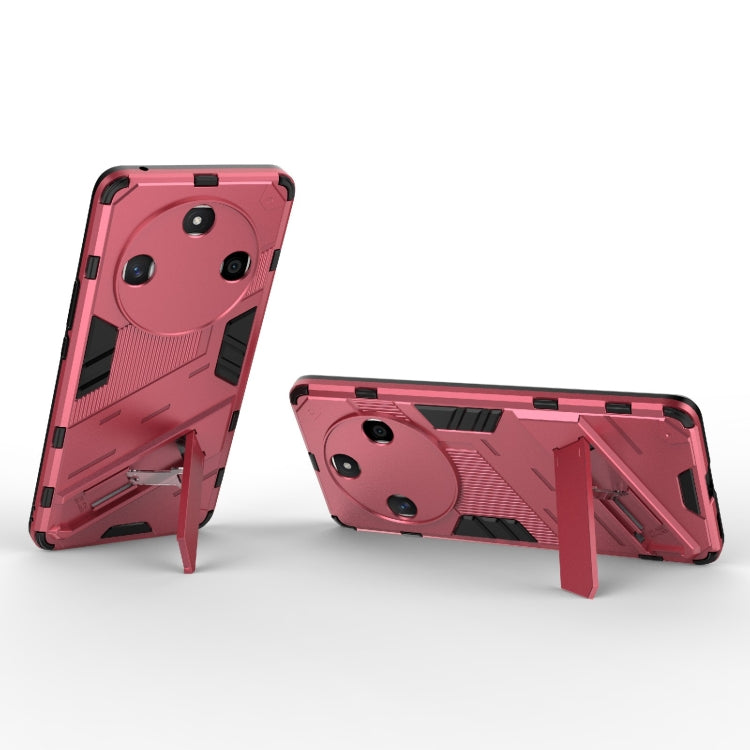 For Honor X50 5G Global / X9B Punk Armor 2 in 1 PC + TPU Phone Case with Holder(Light Red) - Honor Cases by PMC Jewellery | Online Shopping South Africa | PMC Jewellery | Buy Now Pay Later Mobicred