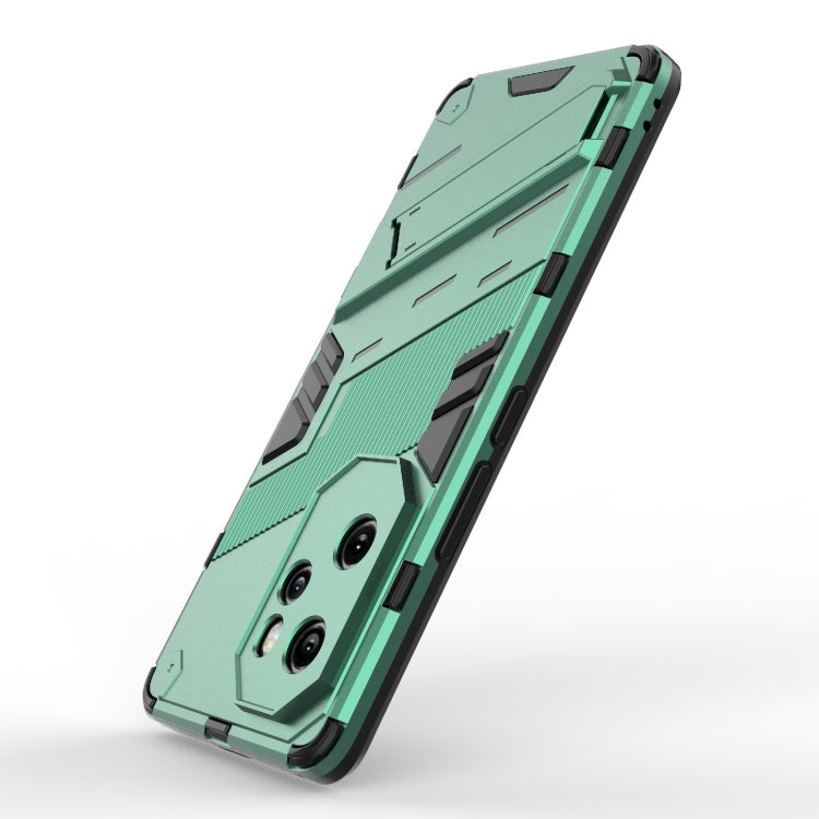 For Honor 100 Pro 5G Punk Armor 2 in 1 PC + TPU Phone Case with Holder(Green) - Honor Cases by PMC Jewellery | Online Shopping South Africa | PMC Jewellery | Buy Now Pay Later Mobicred