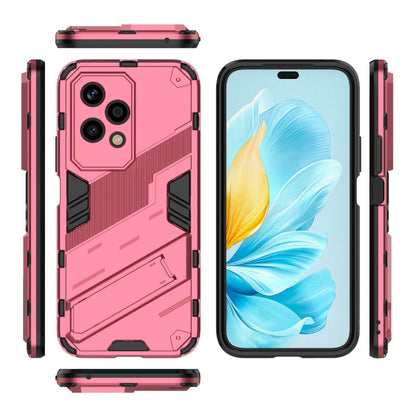 For Honor 200 Lite Global Punk Armor 2 in 1 PC + TPU Phone Case with Holder(Light Red) - Honor Cases by PMC Jewellery | Online Shopping South Africa | PMC Jewellery | Buy Now Pay Later Mobicred