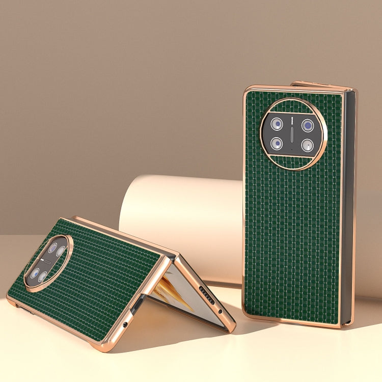 For Huawei Mate X3 Genuine Leather Luxury Series Nano Plating Phone Case(Dark Green) - Huawei Cases by PMC TechLife | Online Shopping South Africa | PMC TechLife | Buy Now Pay Later Mobicred