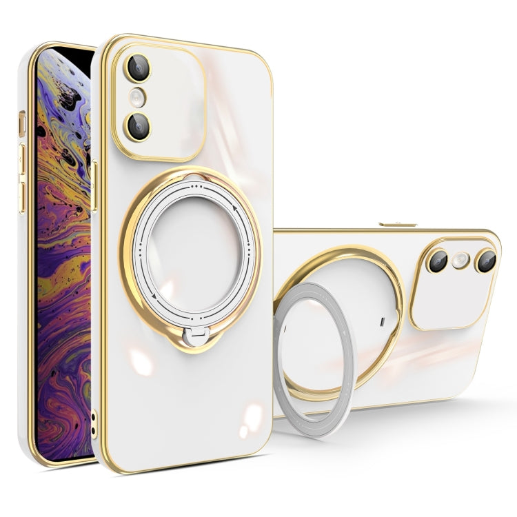 For iPhone XS Max Multifunction Electroplating MagSafe Holder Phone Case(White) - More iPhone Cases by PMC TechLife | Online Shopping South Africa | PMC TechLife