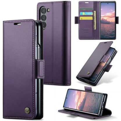 For Samsung Galaxy Z Fold6 5G CaseMe 023 Butterfly Buckle Litchi Texture RFID Anti-theft Leather Phone Case(Pearly Purple) - Galaxy Z Fold6 5G Cases by CaseMe | Online Shopping South Africa | PMC Jewellery | Buy Now Pay Later Mobicred