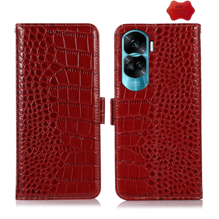 For Honor 90 Lite 5G / X50i Crocodile Top Layer Cowhide Leather Phone Case(Red) - Honor Cases by PMC TechLife | Online Shopping South Africa | PMC TechLife | Buy Now Pay Later Mobicred