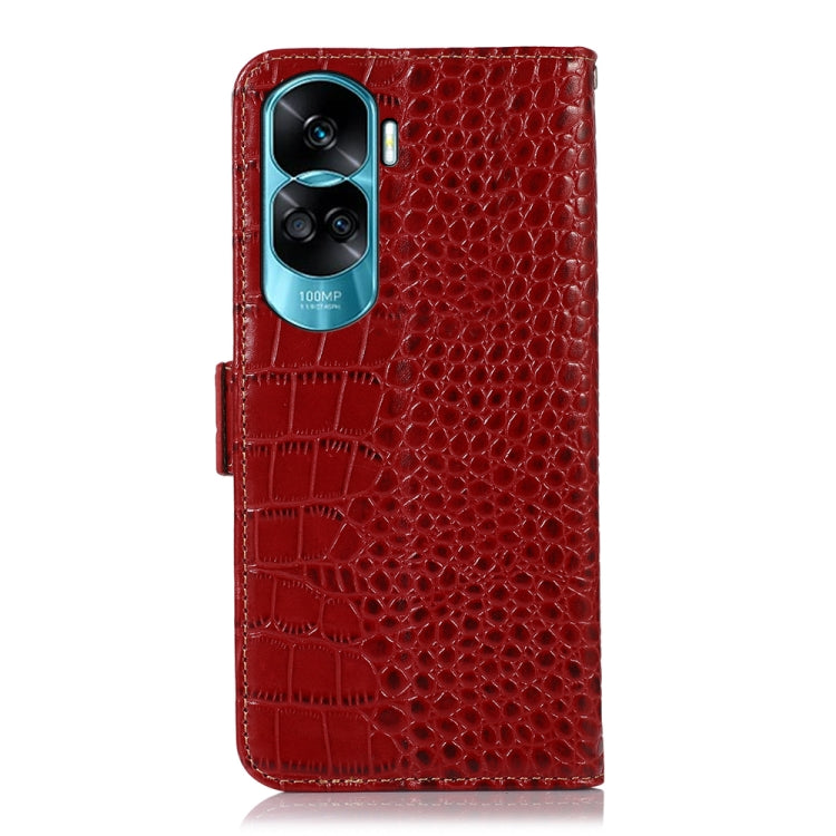 For Honor 90 Lite 5G / X50i Crocodile Top Layer Cowhide Leather Phone Case(Red) - Honor Cases by PMC TechLife | Online Shopping South Africa | PMC TechLife | Buy Now Pay Later Mobicred