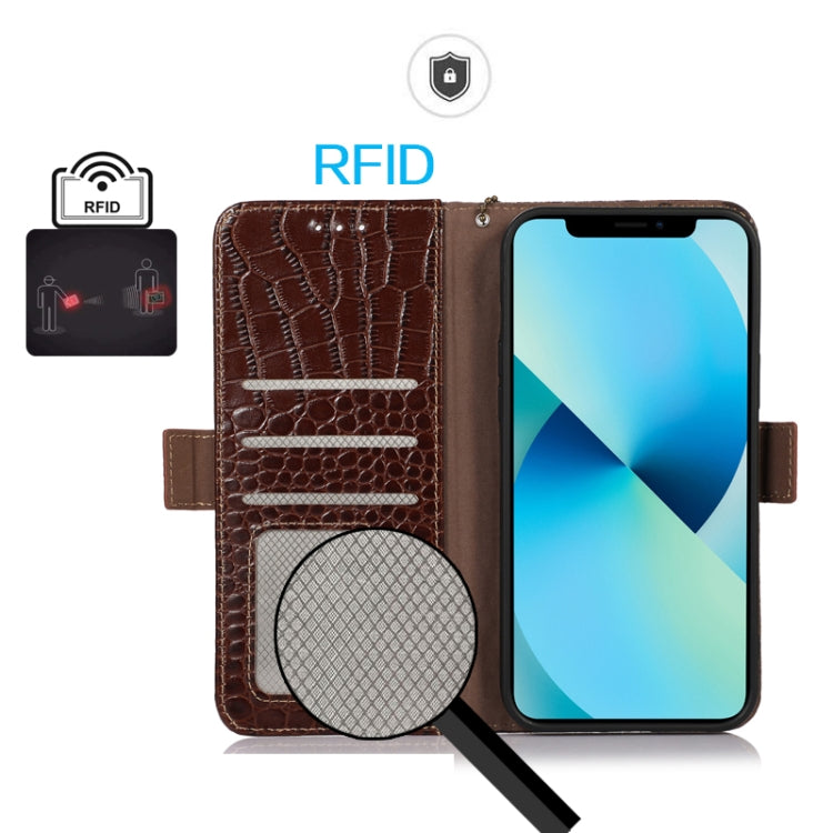 For Honor 100 Pro Crocodile Top Layer Cowhide Leather Phone Case(Brown) - Honor Cases by PMC TechLife | Online Shopping South Africa | PMC TechLife | Buy Now Pay Later Mobicred