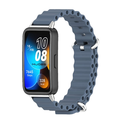 For Huawei Band 8 Mijobs Marine Silicone Breathable Watch Band(Space Blue+Silver) - Watch Bands by MIJOBS | Online Shopping South Africa | PMC Jewellery