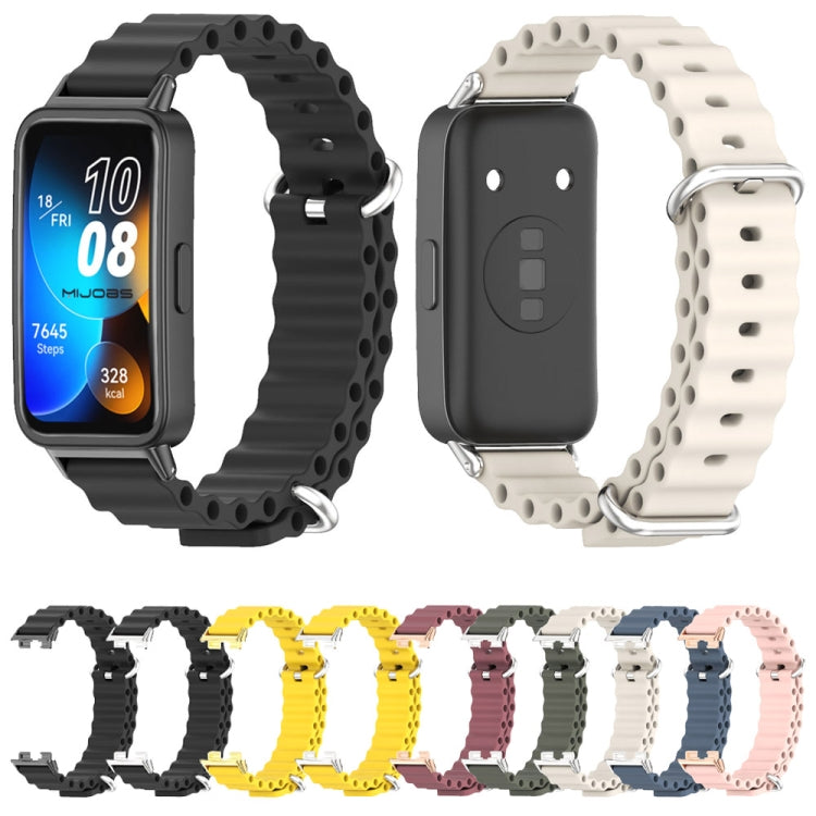 For Huawei Band 8 Mijobs Marine Silicone Breathable Watch Band(Space Blue+Silver) - Watch Bands by MIJOBS | Online Shopping South Africa | PMC TechLife