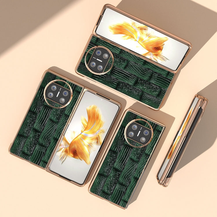 For Huawei Mate X3 Nano Plating Genuine Leather Mahjong Texture Phone Case(Green) - free shipping - PMC TechLife - Order now!