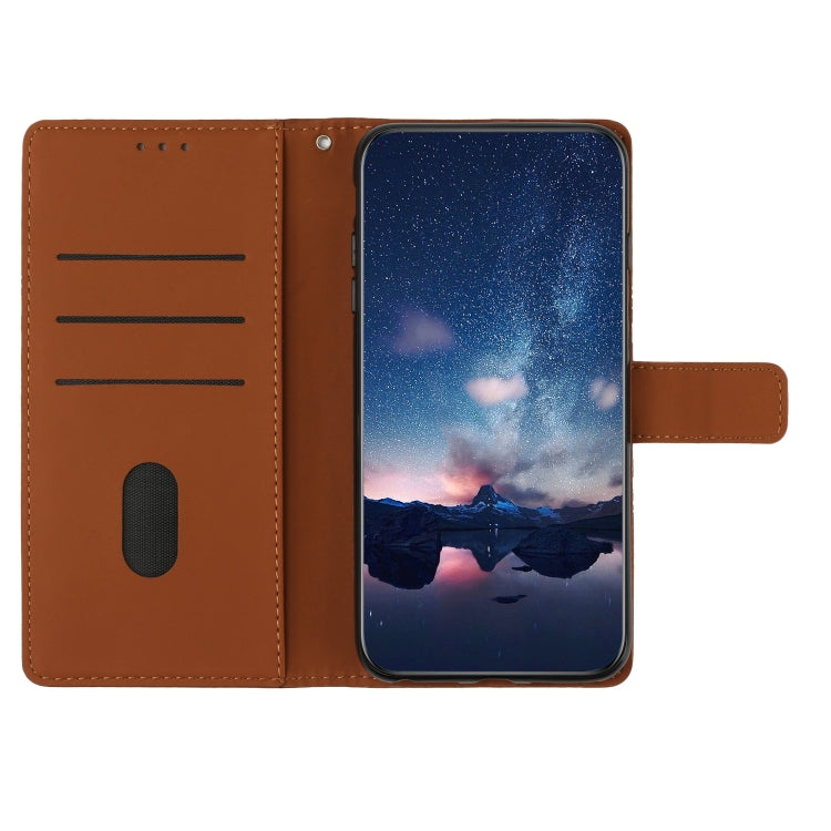 For iPhone 16 Diamond Embossed Skin Feel Leather Phone Case(Brown) - iPhone 16 Cases by PMC TechLife | Online Shopping South Africa | PMC TechLife | Buy Now Pay Later Mobicred