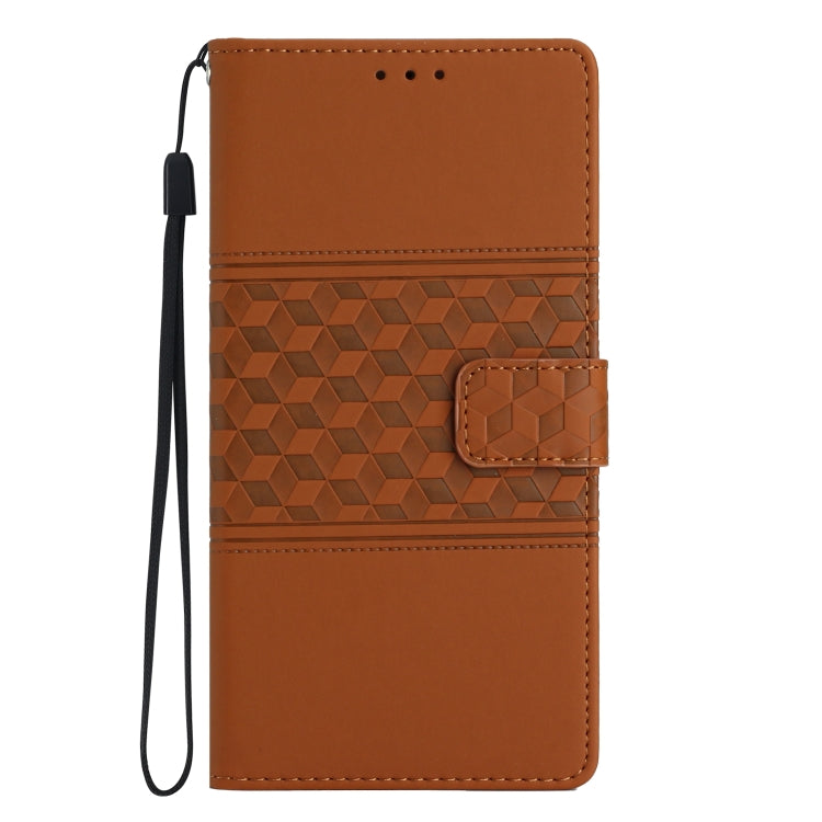 For iPhone 16 Pro Max Diamond Embossed Skin Feel Leather Phone Case(Brown) - iPhone 16 Pro Max Cases by PMC Jewellery | Online Shopping South Africa | PMC Jewellery | Buy Now Pay Later Mobicred