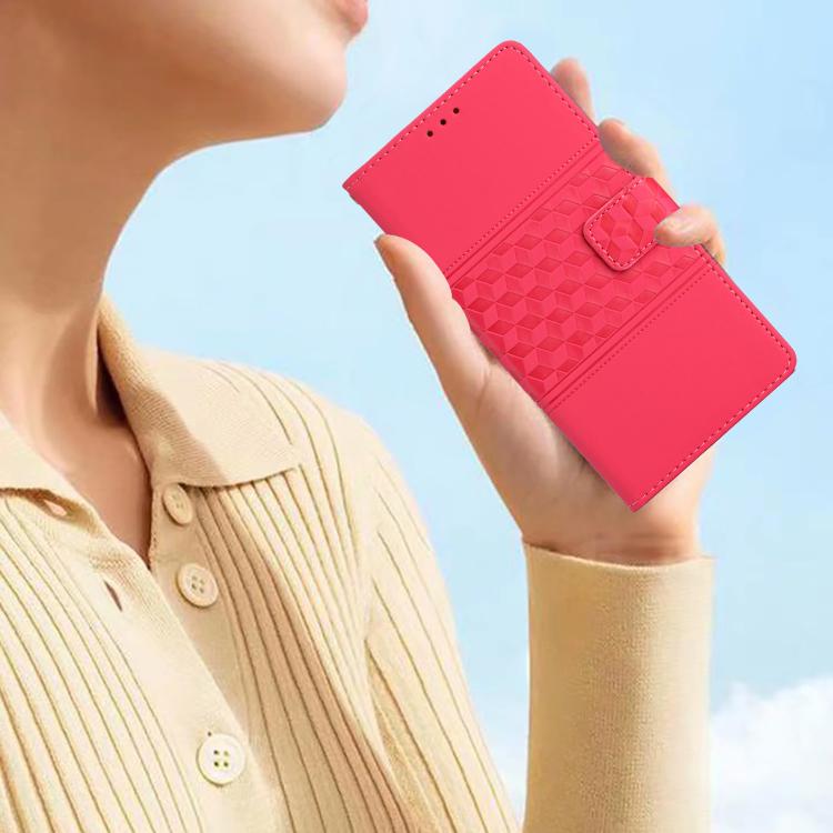For iPhone 16e Diamond Embossed Skin Feel Leather Phone Case(Red) - iPhone 16e Cases by PMC TechLife | Online Shopping South Africa | PMC TechLife | Buy Now Pay Later Mobicred