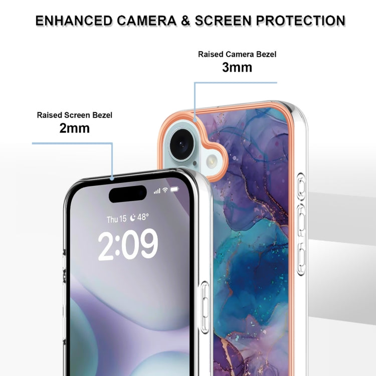 For iPhone 16 Plus Electroplating Marble Dual-side IMD Phone Case(Purple 016) - iPhone 16 Plus Cases by PMC Jewellery | Online Shopping South Africa | PMC Jewellery | Buy Now Pay Later Mobicred