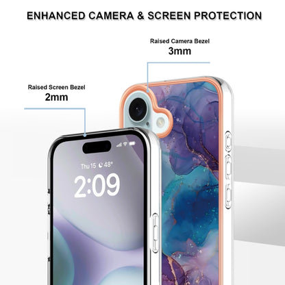 For iPhone 16 Plus Electroplating Marble Dual-side IMD Phone Case(Purple 016) - iPhone 16 Plus Cases by PMC Jewellery | Online Shopping South Africa | PMC Jewellery | Buy Now Pay Later Mobicred