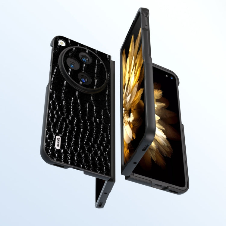 For OPPO Find N3 ABEEL Genuine Leather Crocodile Pattern Black Edge Phone Case(Black) - Find N3 Cases by PMC TechLife | Online Shopping South Africa | PMC TechLife | Buy Now Pay Later Mobicred