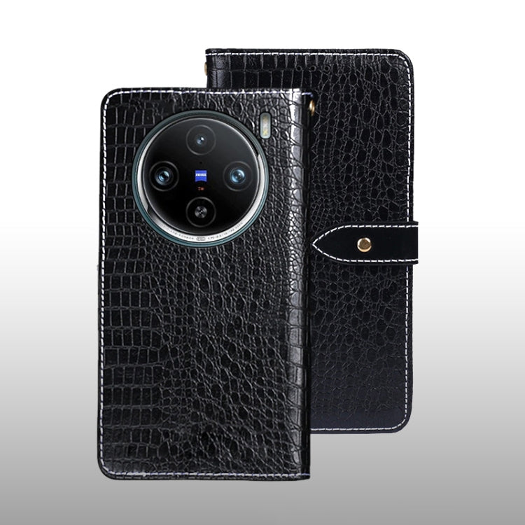 For vivo X100 Pro idewei Crocodile Texture Leather Phone Case(Black) - vivo Cases by idewei | Online Shopping South Africa | PMC TechLife | Buy Now Pay Later Mobicred
