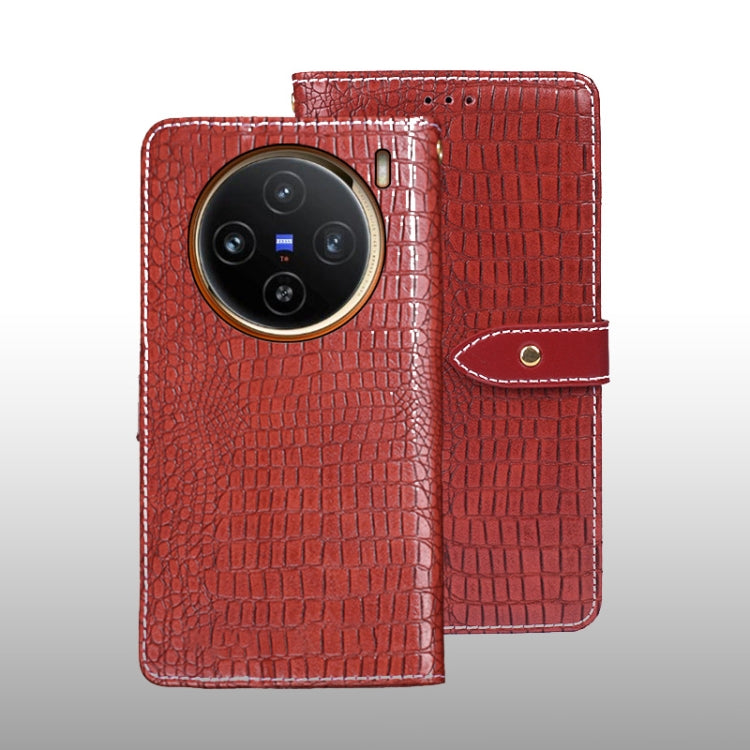 For vivo X100 idewei Crocodile Texture Leather Phone Case(Red) - free shipping - PMC Jewellery - Order now!