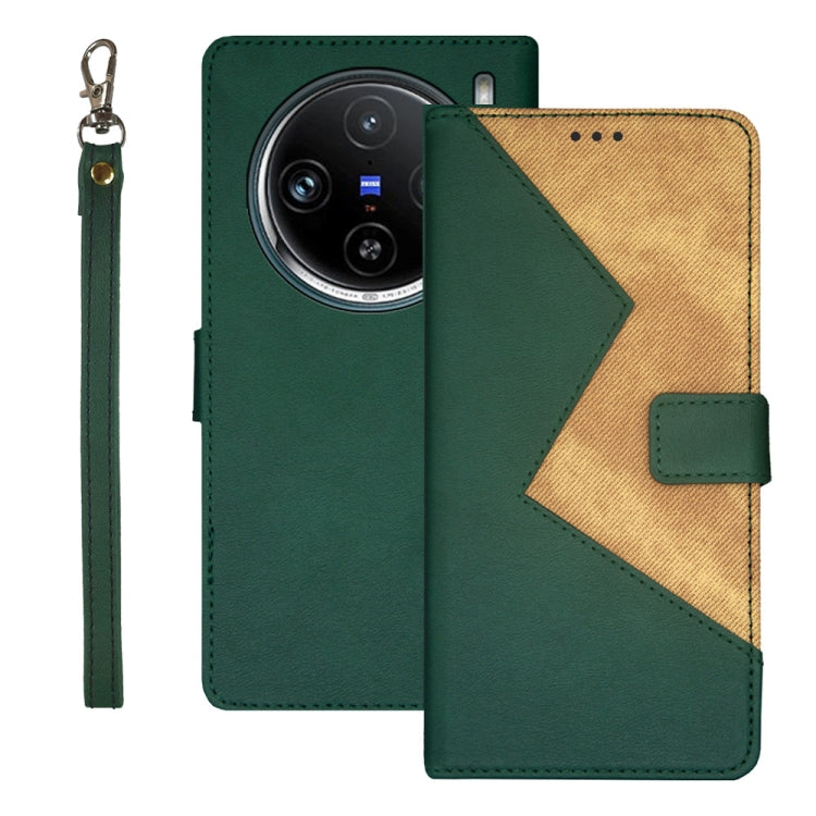 For vivo X100 Pro idewei Two-color Splicing Leather Phone Case(Green) - X100 Pro Cases by idewei | Online Shopping South Africa | PMC Jewellery | Buy Now Pay Later Mobicred