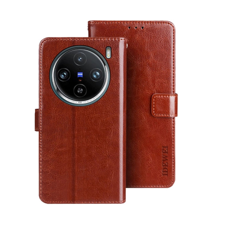 For vivo X100 Pro idewei Crazy Horse Texture Leather Phone Case(Brown) - X100 Pro Cases by idewei | Online Shopping South Africa | PMC Jewellery | Buy Now Pay Later Mobicred