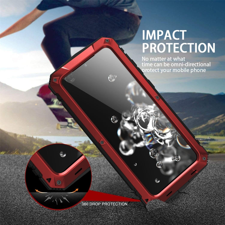 For Samsung Galaxy S20 Ultra R-JUST Waterproof Shockproof Dustproof Metal + Silicone Protective Case(Red) - Galaxy Phone Cases by R-JUST | Online Shopping South Africa | PMC Jewellery | Buy Now Pay Later Mobicred