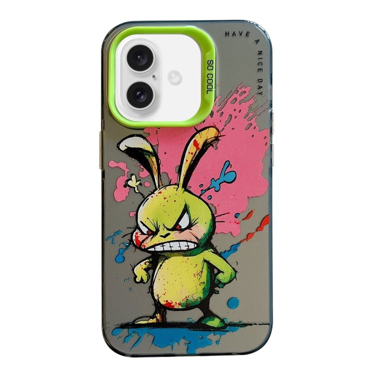 For iPhone 16 Animal Pattern Oil Painting Series PC + TPU Phone Case(Rabbit) - iPhone 16 Cases by PMC Jewellery | Online Shopping South Africa | PMC Jewellery | Buy Now Pay Later Mobicred