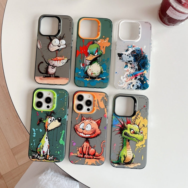 For iPhone 16 Animal Pattern Oil Painting Series PC + TPU Phone Case(Rabbit) - iPhone 16 Cases by PMC TechLife | Online Shopping South Africa | PMC TechLife | Buy Now Pay Later Mobicred