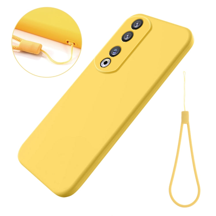 For Honor 90 Pro Pure Color Liquid Silicone Shockproof Phone Case(Yellow) - Honor Cases by PMC Jewellery | Online Shopping South Africa | PMC Jewellery | Buy Now Pay Later Mobicred