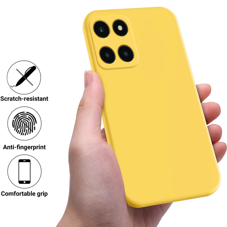 For Honor X6a Pure Color Liquid Silicone Shockproof Phone Case(Yellow) - Honor Cases by PMC TechLife | Online Shopping South Africa | PMC TechLife | Buy Now Pay Later Mobicred