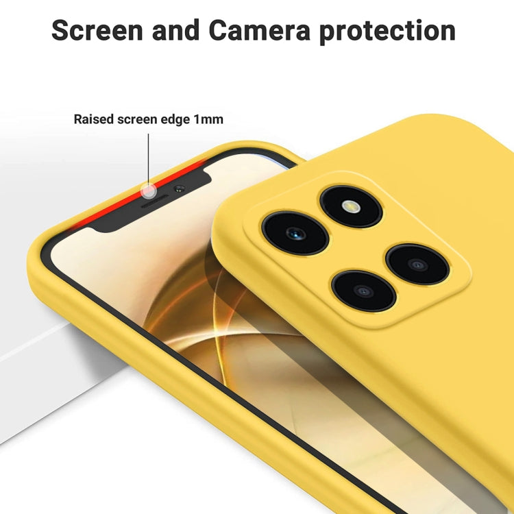 For Honor X6a Pure Color Liquid Silicone Shockproof Phone Case(Yellow) - Honor Cases by PMC TechLife | Online Shopping South Africa | PMC TechLife | Buy Now Pay Later Mobicred