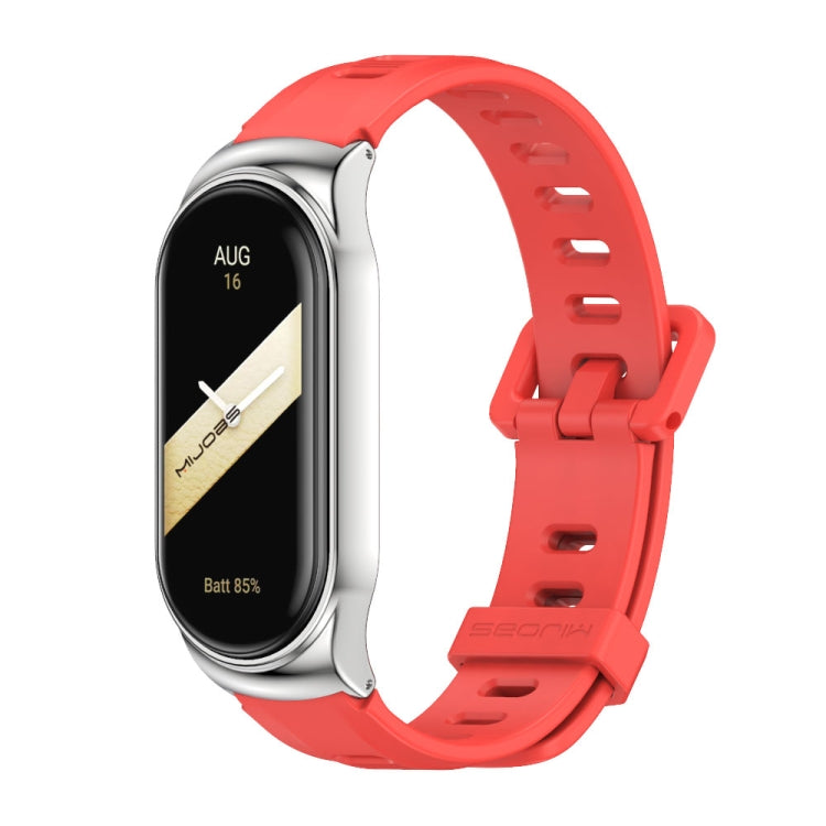 For Xiaomi Mi Band 8 Mijobs CS Case Flat Hole Silicone Watch Band(Red Silver) - free shipping - PMc TechLife - Order now!
