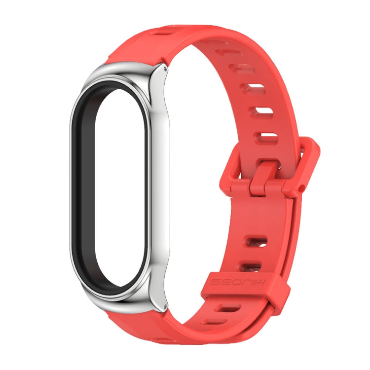 For Xiaomi Mi Band 8 Mijobs CS Case Flat Hole Silicone Watch Band(Red Silver) - free shipping - PMc TechLife - Order now!