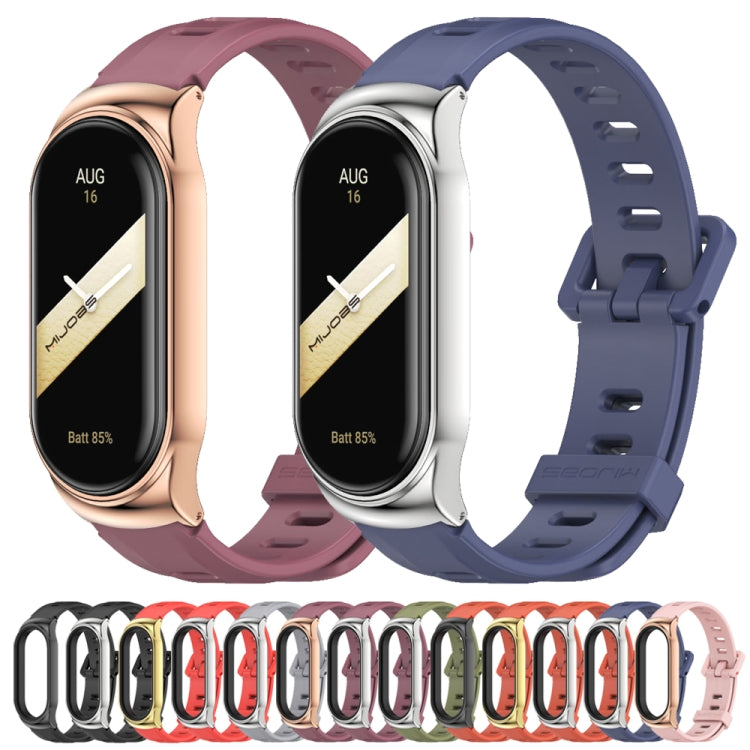 For Xiaomi Mi Band 8 Mijobs CS Case Flat Hole Silicone Watch Band(Army Green Silver) - free shipping - PMc TechLife - Order now!