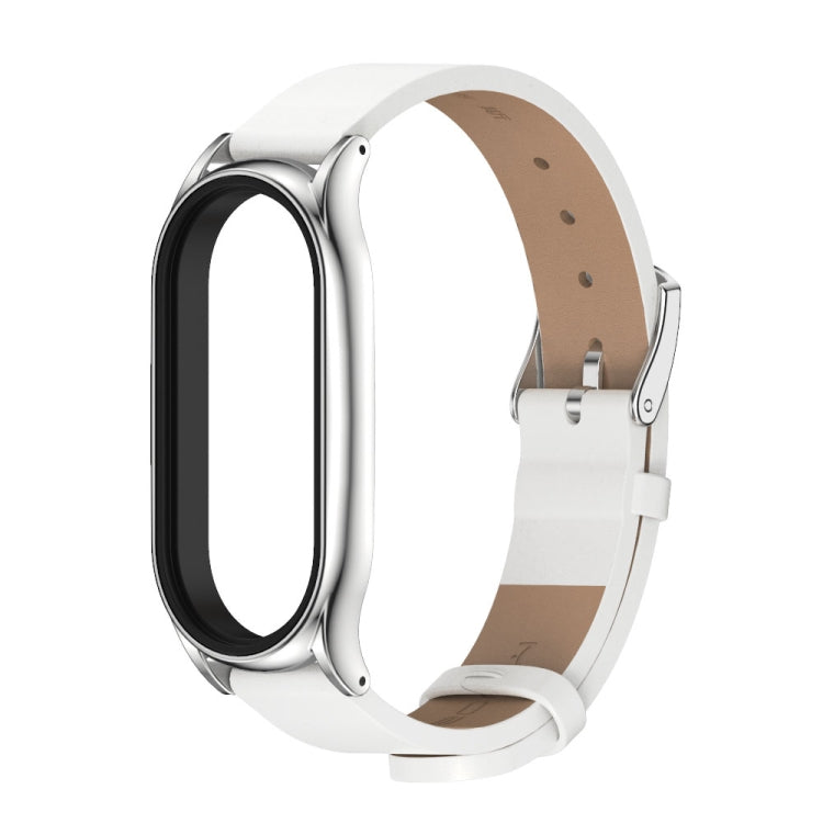 For Xiaomi Mi Band 8 Mijobs Plus Case Microfiber PU Leather Watch Band(White Silver) - free shipping - PMc TechLife - Order now!