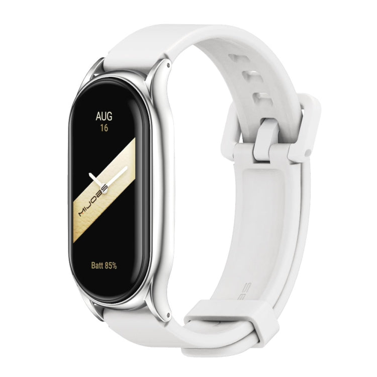 For Xiaomi Mi Band 8 Mijobs Plus Case Silicone Watch Band(White Silver) - free shipping - PMc TechLife - Order now!