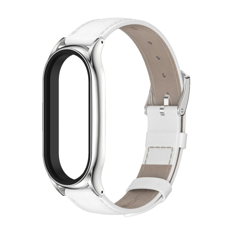 For Xiaomi Mi Band 8 Mijobs Plus Case Genuine Leather Watch Band(White Silver) - free shipping - PMc TechLife - Order now!