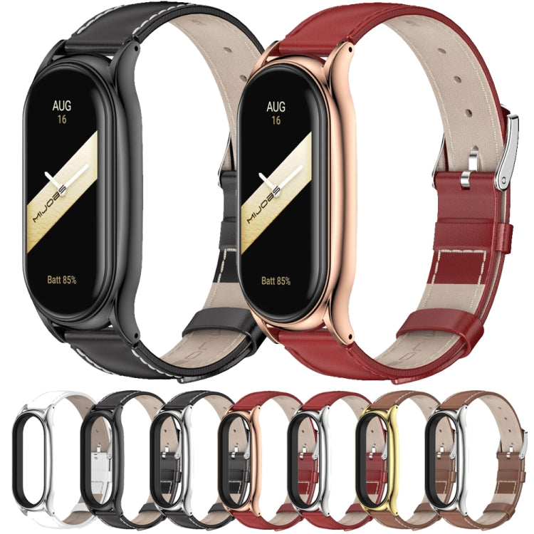 For Xiaomi Mi Band 8 Mijobs Plus Case Genuine Leather Watch Band(White Silver) - free shipping - PMc TechLife - Order now!