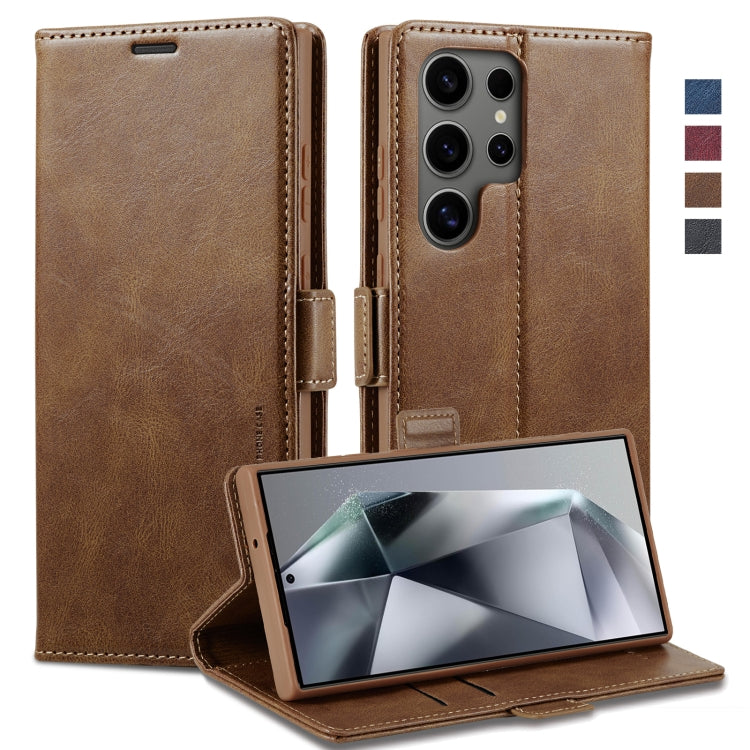 For Samsung Galaxy S24 Ultra LC.IMEEKE RFID Anti-theft Leather Phone Case(Brown) - Galaxy S24 Ultra 5G Cases by LC.IMEEKE | Online Shopping South Africa | PMC Jewellery | Buy Now Pay Later Mobicred