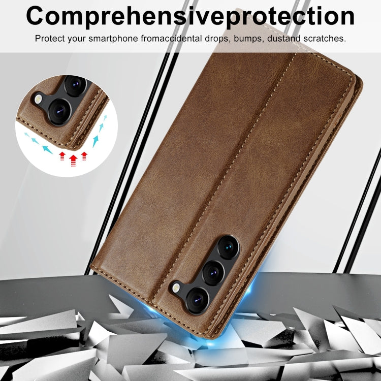 For Samsung Galaxy S24+ LC.IMEEKE RFID Anti-theft Leather Phone Case(Brown) - Galaxy S24+ 5G Cases by LC.IMEEKE | Online Shopping South Africa | PMC Jewellery | Buy Now Pay Later Mobicred