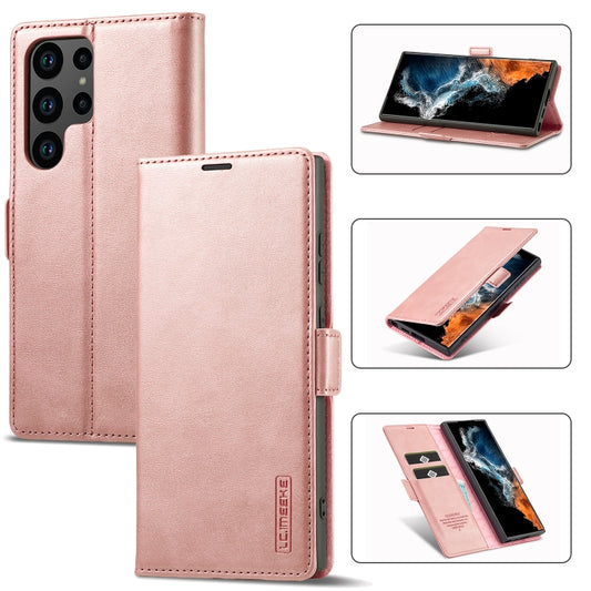 For Samsung Galaxy S24 Ultra 5G LC.IMEEKE Strong Magnetism Microfiber Leather Phone Case(Rose Gold) - Galaxy S24 Ultra 5G Cases by LC.IMEEKE | Online Shopping South Africa | PMC Jewellery | Buy Now Pay Later Mobicred