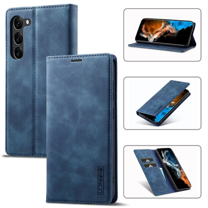 For Samsung Galaxy S24+ 5G LC.IMEEKE Strong Magnetism Microfiber Leather Phone Case(Blue) - Galaxy S24+ 5G Cases by LC.IMEEKE | Online Shopping South Africa | PMC Jewellery | Buy Now Pay Later Mobicred