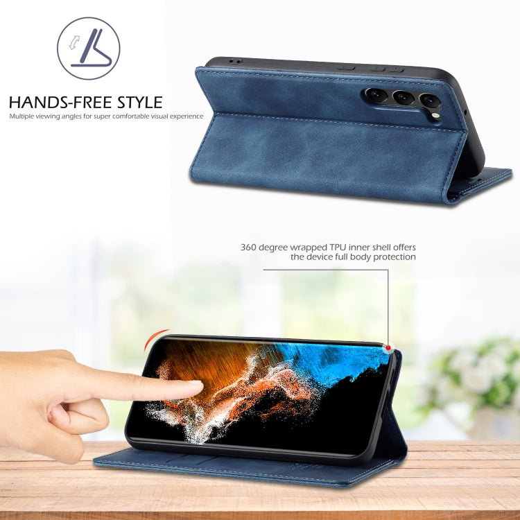 For Samsung Galaxy S24+ 5G LC.IMEEKE Strong Magnetism Microfiber Leather Phone Case(Blue) - Galaxy S24+ 5G Cases by LC.IMEEKE | Online Shopping South Africa | PMC Jewellery | Buy Now Pay Later Mobicred