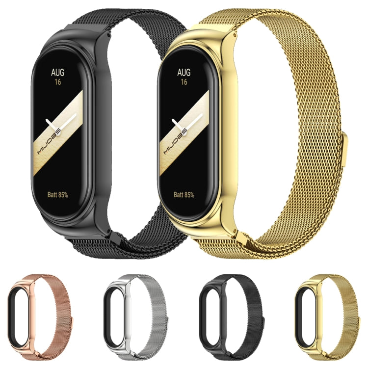 For Xiaomi Mi Band 8 Mijobs CS Case Milan Magnetic Stainless Steel Watch Band(Rose Gold) - Watch Bands by MIJOBS | Online Shopping South Africa | PMC Jewellery