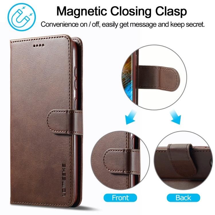 For Samsung Galaxy S24 5G LC.IMEEKE Calf Texture Leather Phone Case(Coffee) - Galaxy S24 5G Cases by LC.IMEEKE | Online Shopping South Africa | PMC Jewellery | Buy Now Pay Later Mobicred