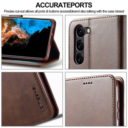 For Samsung Galaxy S24 5G LC.IMEEKE Calf Texture Leather Phone Case(Coffee) - Galaxy S24 5G Cases by LC.IMEEKE | Online Shopping South Africa | PMC Jewellery | Buy Now Pay Later Mobicred